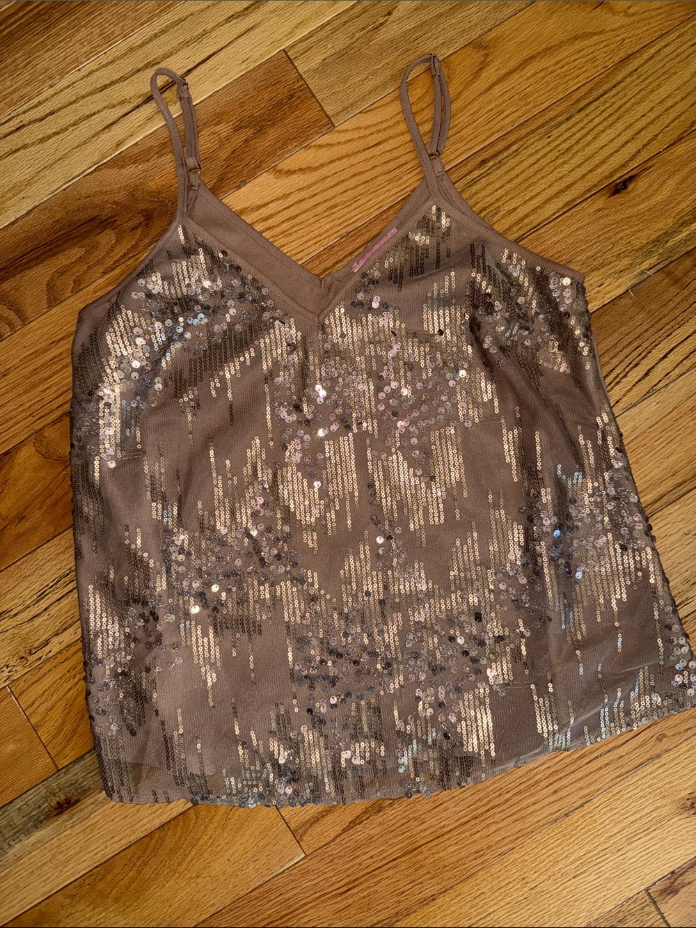 ANDREE BY UNIT Taupe Sequin V-Neck Cami